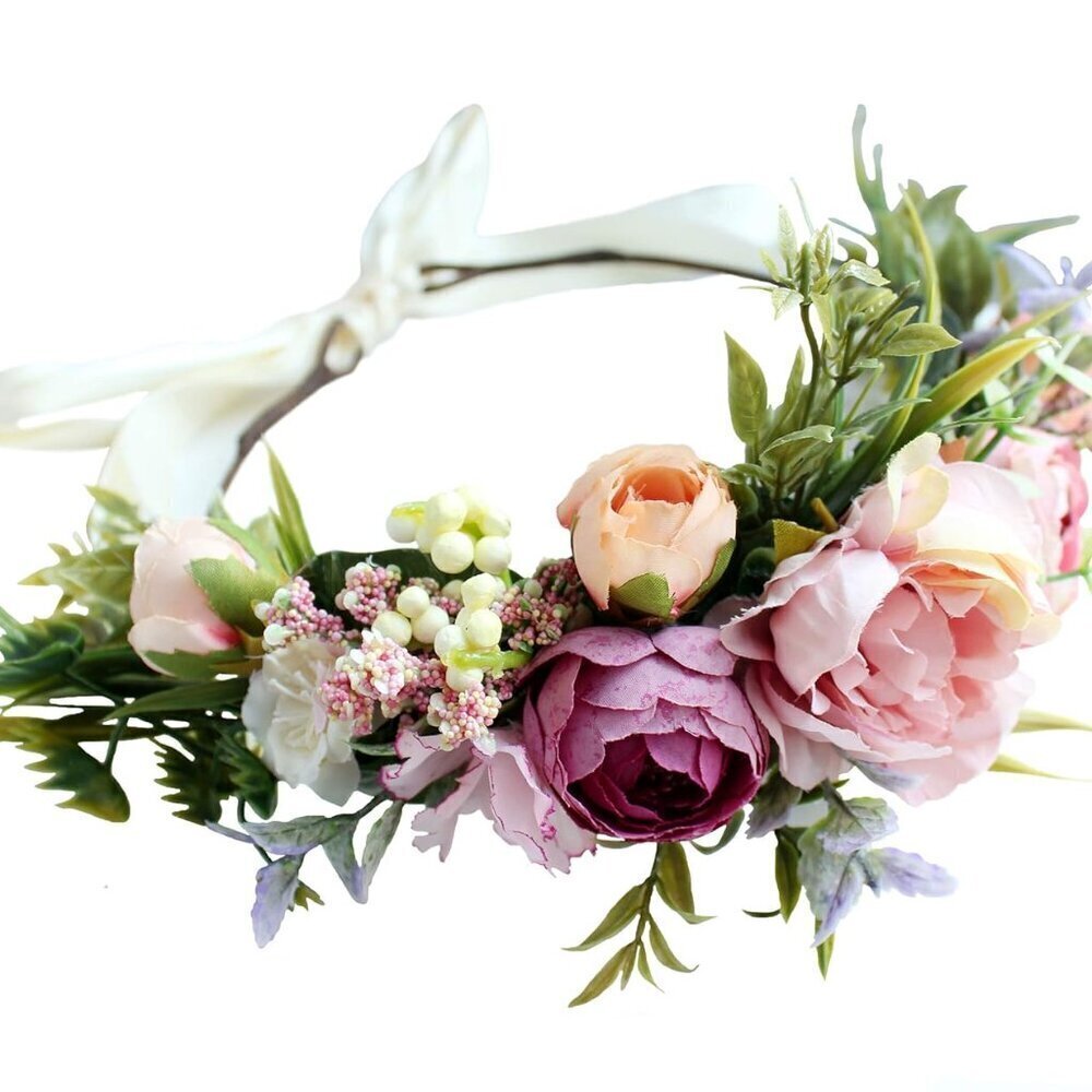 Women Floral Crown Boho Headband Floral Wreath Wedding Festival Accessories